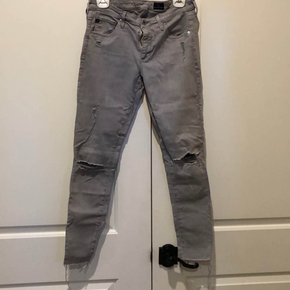 AG grey distressed denim
